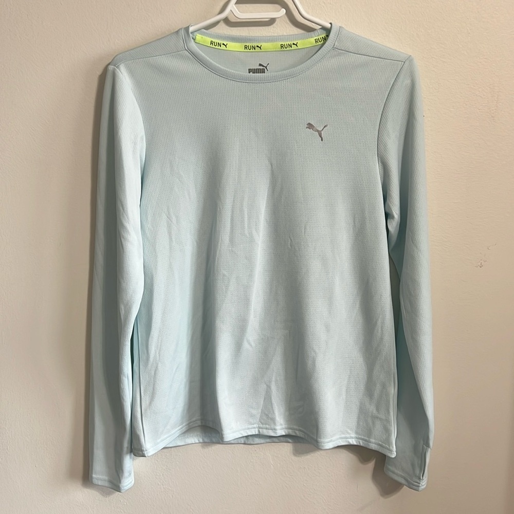 Puma dry cell light blue running long sleeve shirt small